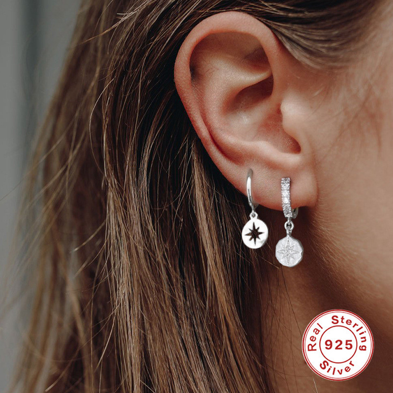 S925 Sterling Silver INS Style Baroque Earrings Cross-Border European and American Light Luxury Diamond-Studded Simple Ear Cuffs Women's Ear Jewelry