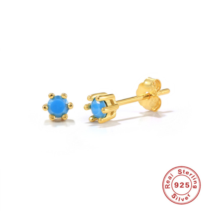 S925 Sterling Silver INS Style Geometric Inlaid Zircon Earrings Best-Selling Fashion Trend Creative Earrings