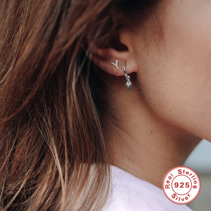 S925 Sterling Silver Eye Hoop Earrings Creative INS Style Fashion Simple Women's Ear Cuff Jewelry INS Style Hot Item