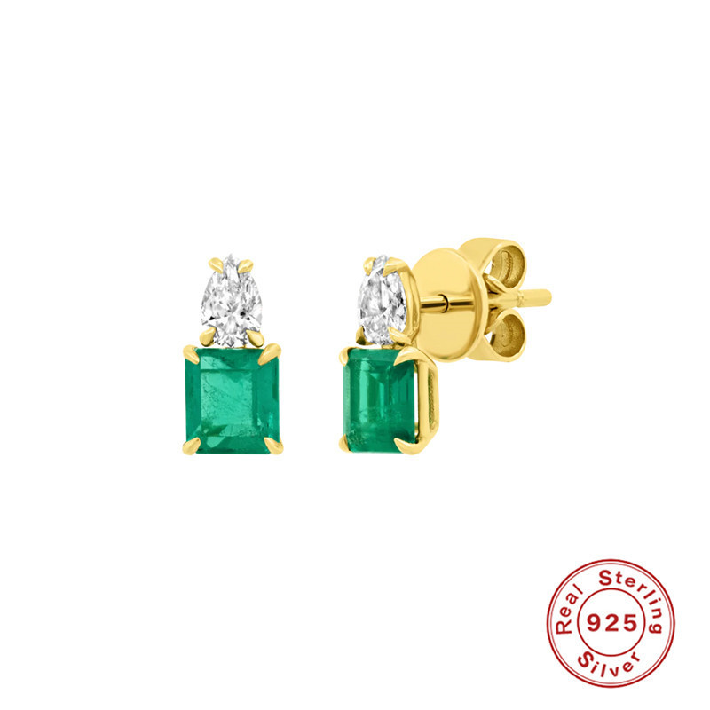 S925 Sterling Silver Four-Prong Pear-Shaped Diamond Stud Earrings European and American Hot-Selling French Style Super Sparkling Inlaid Diamond Fashion Earrings for Women