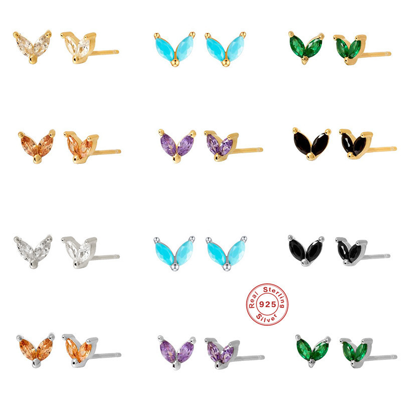 S925 Sterling Silver Marquise Diamond Stud Earrings European and American Cross-Border Best-Selling Fashion Simple Personality Sterling Silver Stud Earrings Earrings Ear Jewelry