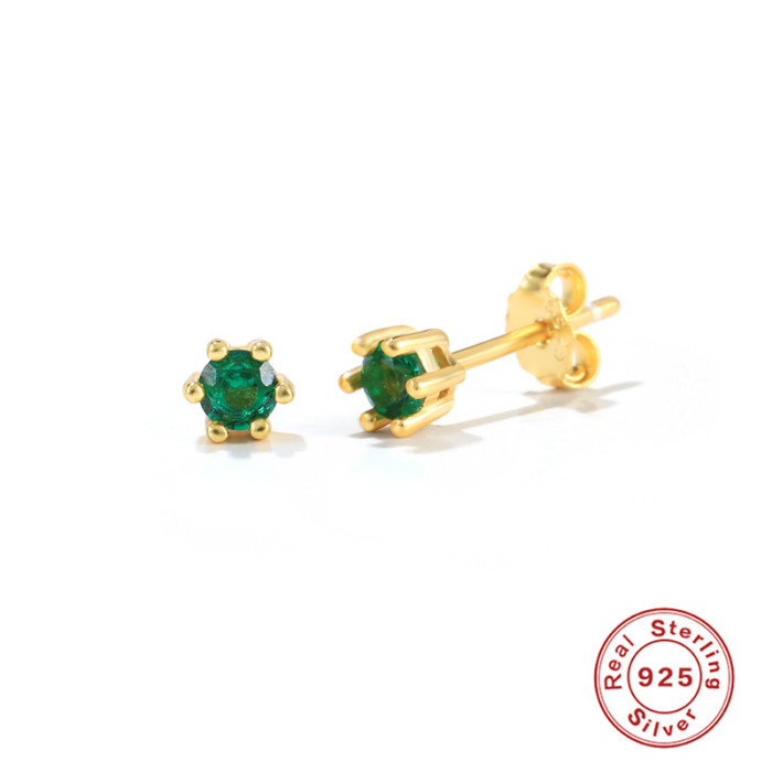 S925 Sterling Silver INS Style Geometric Inlaid Zircon Earrings Best-Selling Fashion Trend Creative Earrings