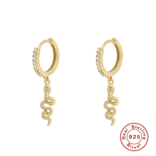 S925 Sterling Silver Creative Snake Animal Earrings Ear Clips Light Luxury Fashion Minimalist Style Ear Jewelry INS Hoop Accessories