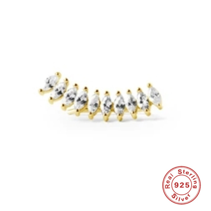 S925 Sterling Silver New Trendy Geometric Rhombus Horse Eye Stud Earrings Korean and Japanese Style Personality Light Luxury Diamond INS Earrings