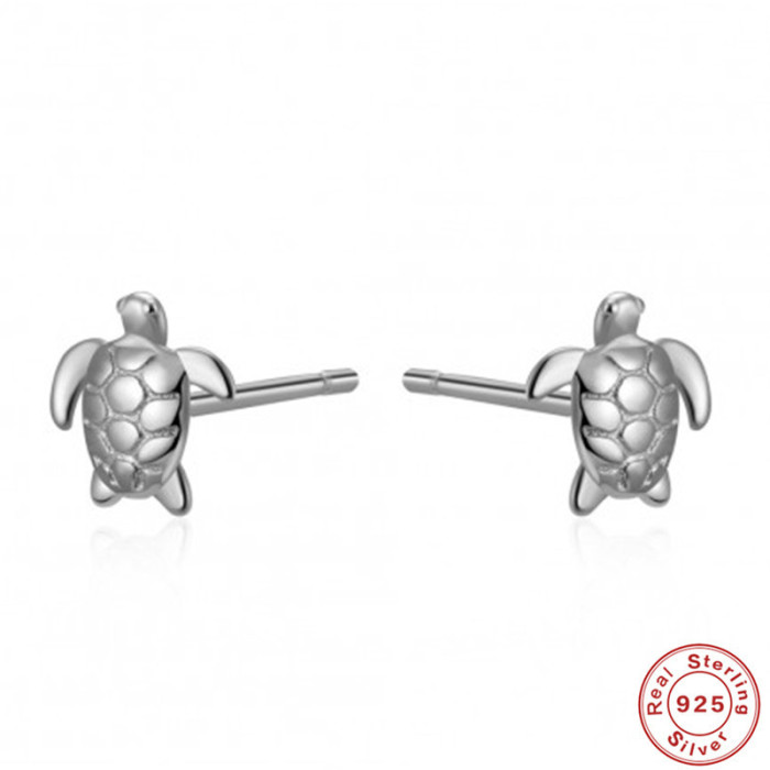 S925 Sterling Silver Fun Mini Turtle Stud Earrings Korean Niche Light Design Sense Simple Convenient Earrings for Women