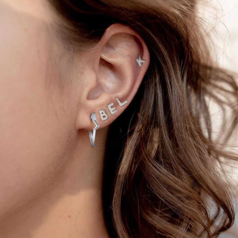 2020 New S925 Sterling Silver Cross Earrings Creative Minimalist Personality Cross Star Silver Stud Earrings Jewelry
