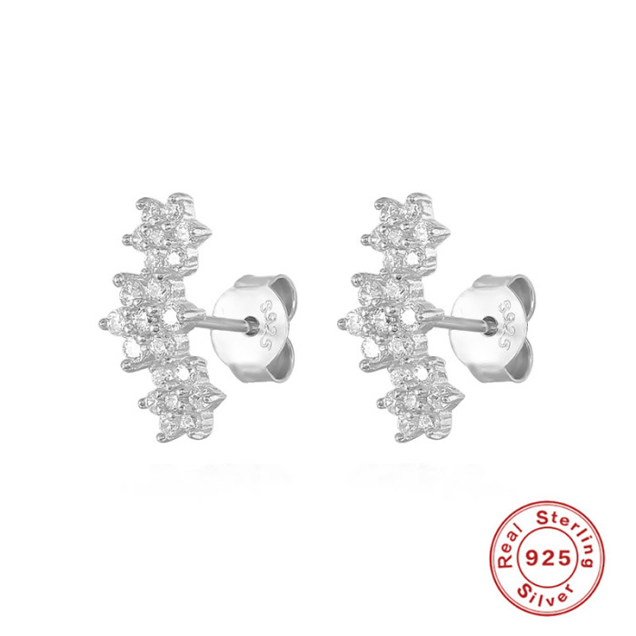 S925 Sterling Silver Flower Inlaid Zircon Earrings European and American Hot Sale Christmas Snowflake Elegant High-end Fashion Earrings