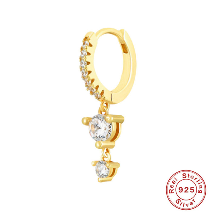 S925 Sterling Silver Round Snowflake Inlaid Diamond Exquisite Hoop Earrings European and American Hot-Selling Socialite Minimalist Style High-End Earrings