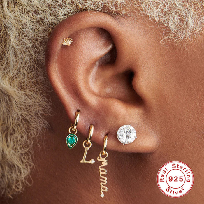 S925 Sterling Silver Cocktail HUGGY Colorful Enamel Earrings Hoop European and American Cross-Border Bestselling Water Drop Diamond-Studded Earrings