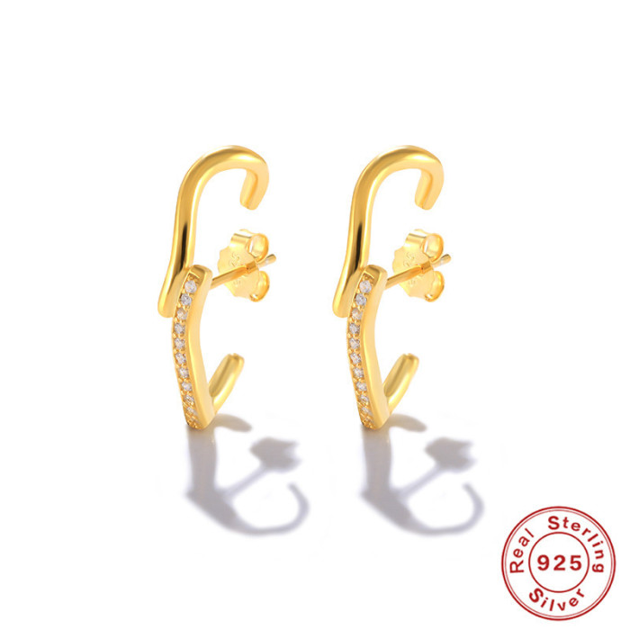 S925 Sterling Silver Personality Line Diamond-Studded Versatile Earrings Ear Thread Ear Jewelry TikTok Same Style Diamond-Studded Exquisite Earrings Accessories