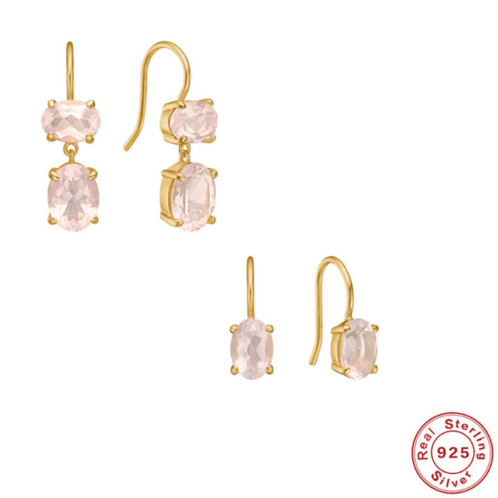 S925 Sterling Silver Layered Diamond-Studded Earrings Korean and Japanese Style Trendy Hot-Selling Summer Office Wear Ear Hooks Earrings