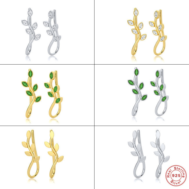 S925 Sterling Silver Personality Simple Tree Branch Earrings European and American Fashion Trend Ear Clips Creative INS Style Earrings