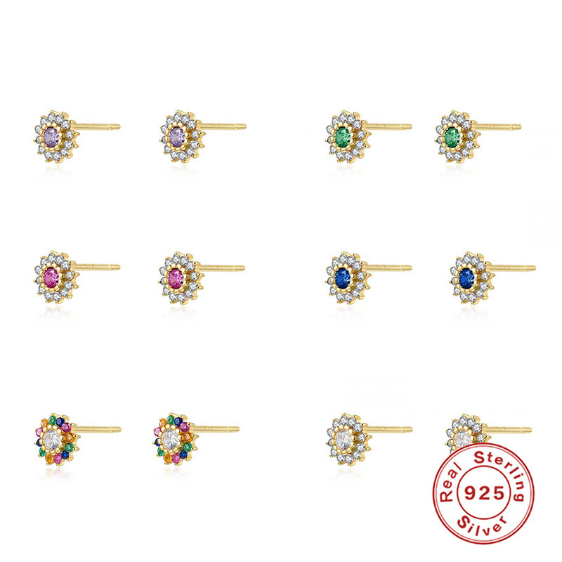 S925 Sterling Silver Geometric Simple Zircon Earrings European and American Hot Selling Trendy Light Luxury INS Creative Earrings