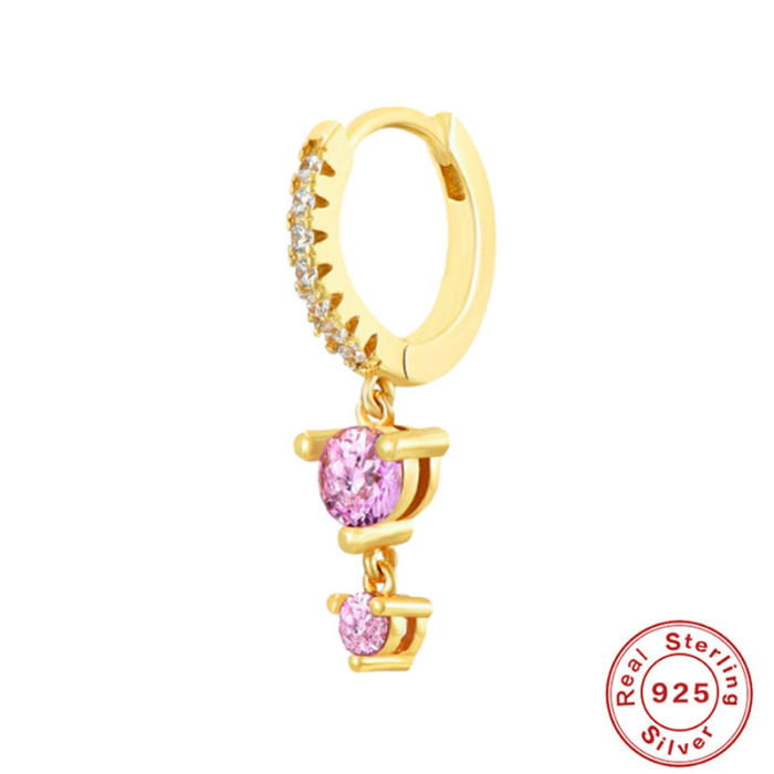 S925 Sterling Silver Round Snowflake Inlaid Diamond Exquisite Hoop Earrings European and American Hot-Selling Socialite Minimalist Style High-End Earrings