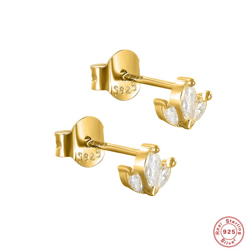 S925 Sterling Silver Marquise Diamond Stud Earrings Cross-Border Hot Sale Small Simple Creative Ins Style Earrings Women's Jewelry