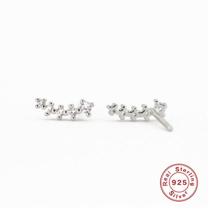 S925 Sterling Silver INS Single Row Small and Large Diamond Stud Earrings European and American Hot Sale Minimalist Personality Creative Women's Earrings Jewelry
