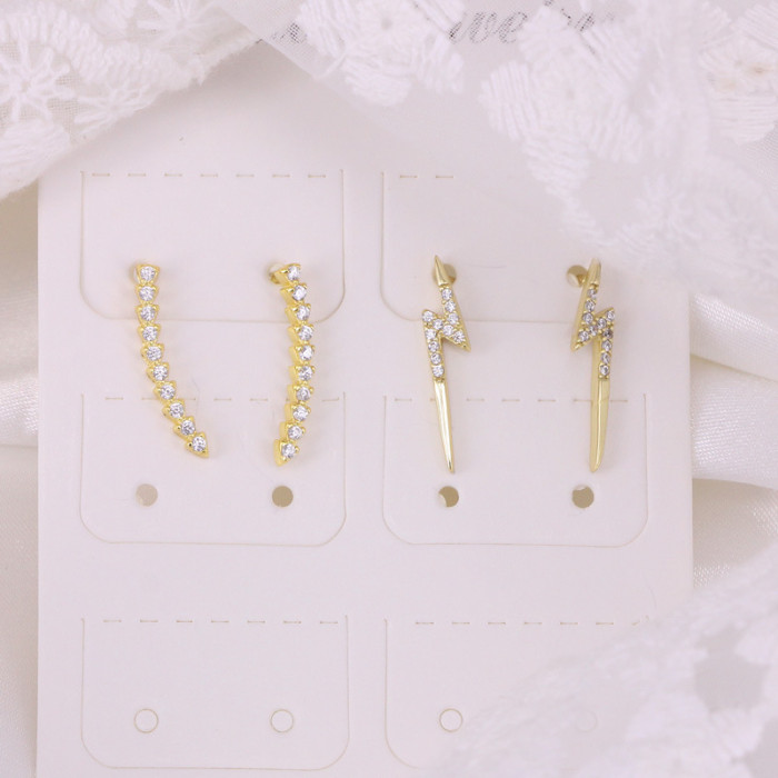 S925 Sterling Silver Mini Triangle Diamond Lightning Ear Clip Earrings Korean and Japanese Style TikTok Live Hot Selling Jewelry Earrings