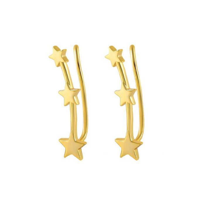 S925 Sterling Silver INS Minimalist Smooth Five-Pointed Star Ear Arc Ear Clip Earrings Korean Version Niche Design Internet Celebrity Ear Jewelry