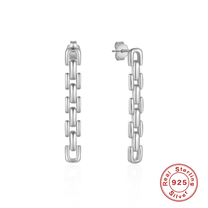 S925 Sterling Silver Creative Strap Tassel Earrings Stud Earrings European and American Hot Selling Cross-Border Trendy Exaggerated INS Earrings