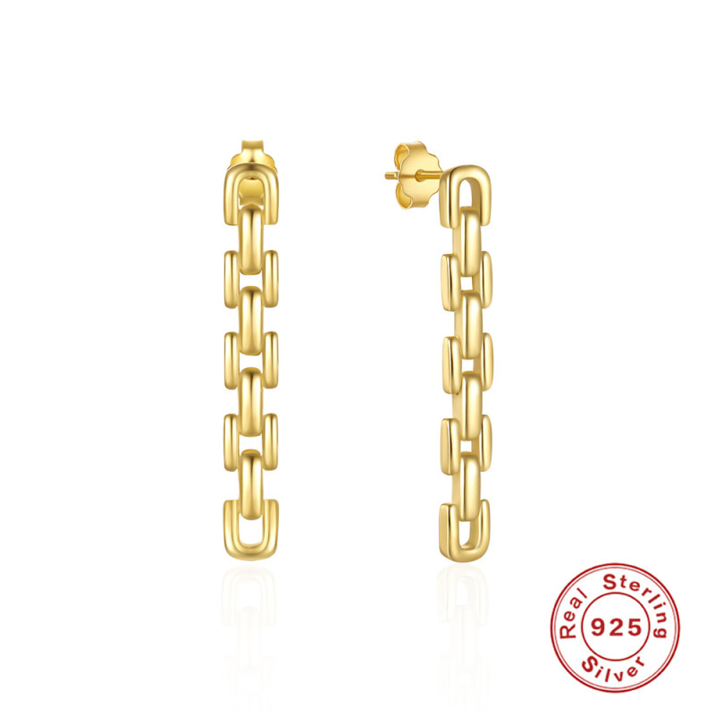 S925 Sterling Silver Creative Strap Tassel Earrings Stud Earrings European and American Hot Selling Cross-Border Trendy Exaggerated INS Earrings