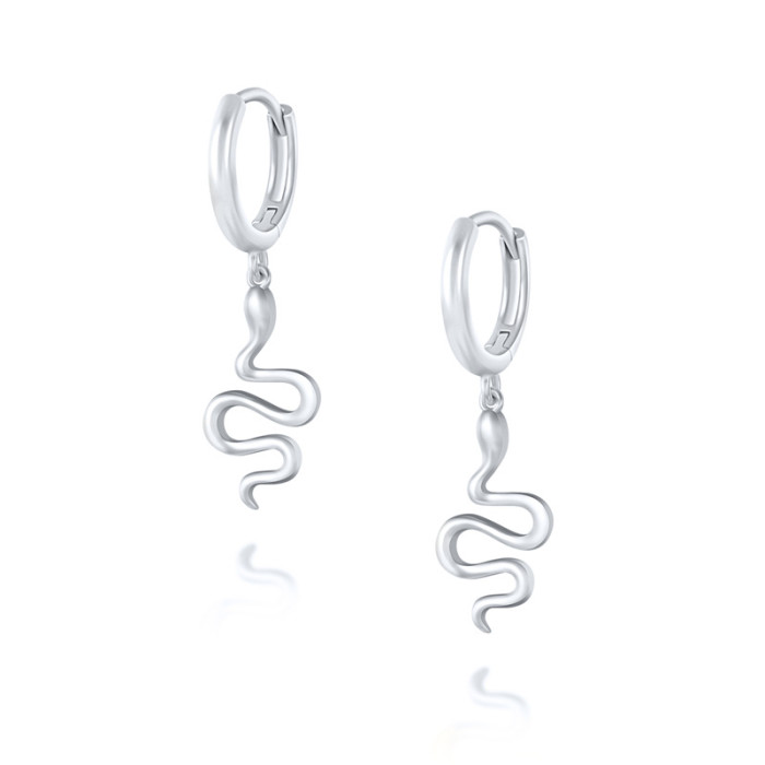 S925 Sterling Silver Light Luxury Fun Animal Snake Earrings European and American Trend INS Style Creative Simple Hoop Earrings
