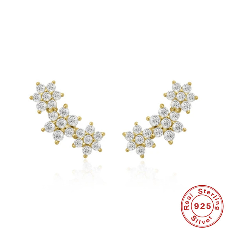 S925 Sterling Silver Flower Inlaid Zircon Earrings European and American Hot Sale Christmas Snowflake Elegant High-end Fashion Earrings