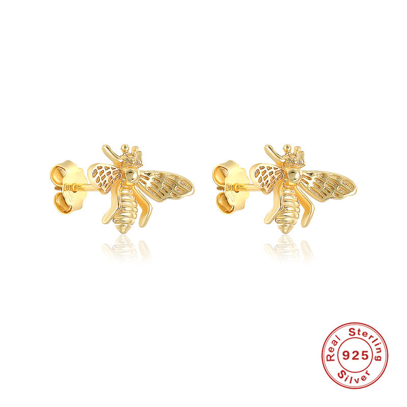S925 Sterling Silver Little Bee Earrings Ear Jewelry AliExpress Bestselling Fashion Simple Trendy Earrings Dropshipping