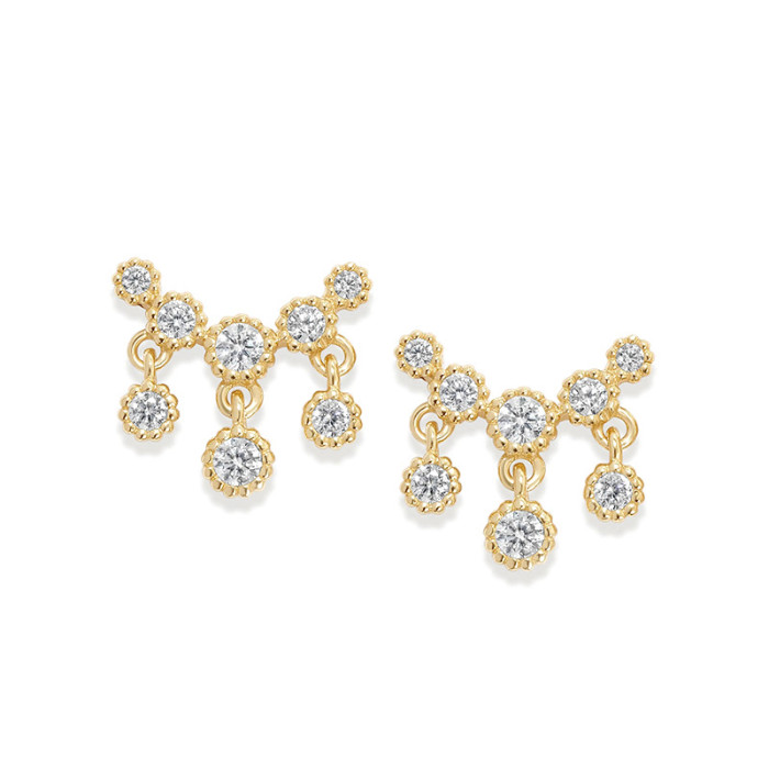 S925 Sterling Silver Personality Inlaid Diamond Creative Tassel Earrings Stud Earrings Earrings European and American Hot Selling Trendy Minimalist Style Earrings for Women