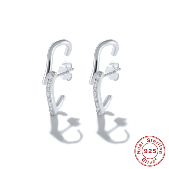 S925 Sterling Silver Personality Line Diamond-Studded Versatile Earrings Ear Thread Ear Jewelry TikTok Same Style Diamond-Studded Exquisite Earrings Accessories