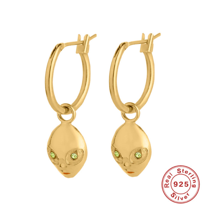 S925 Sterling Silver Creative Cosmic Geometric Pendant Earrings Hoop European and American Cross-Border Bestselling INS Style Diamond-Studded Earrings