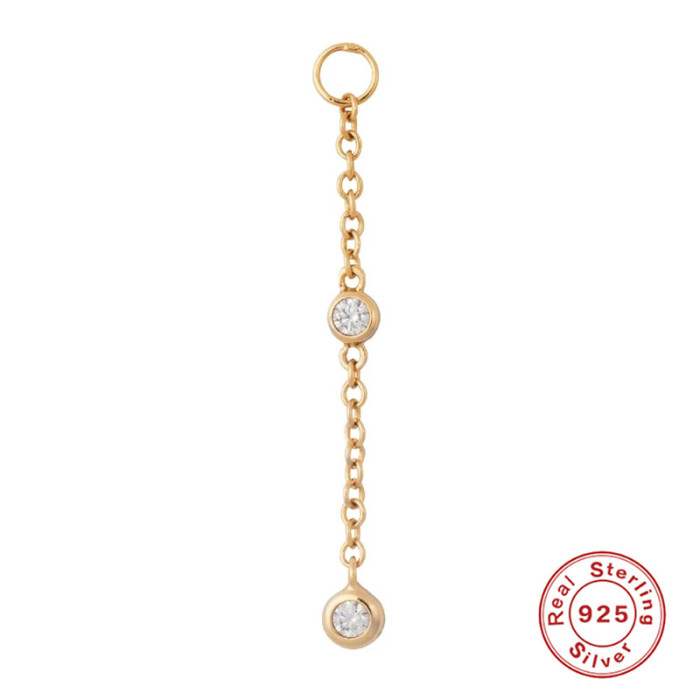 S925 Sterling Silver Simple Hoop Earrings Geometric Star Moon Tassel Small Pendant Korean and Japanese INS Style Diamond-Studded Mixed Accessories Earrings