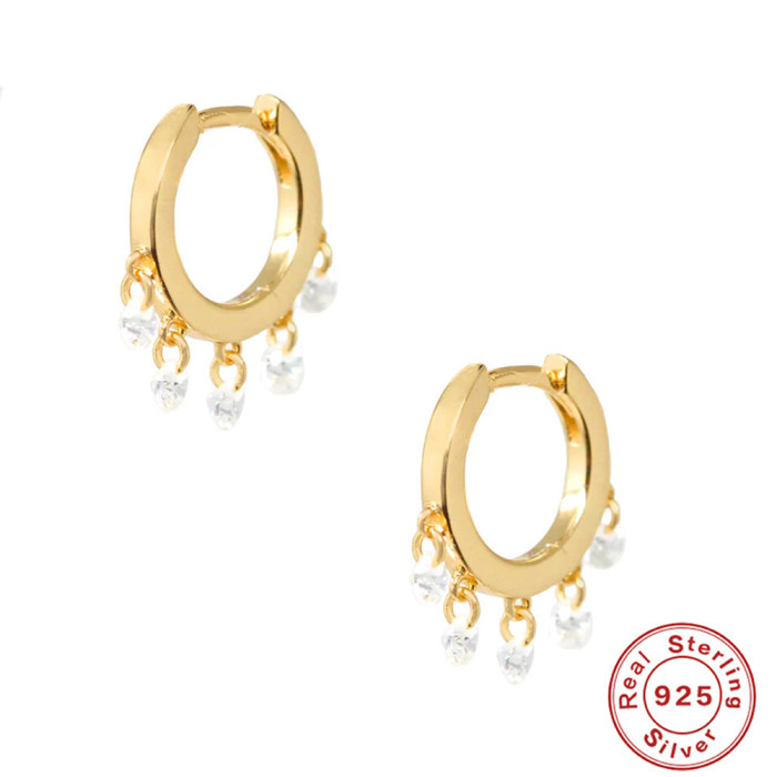 S925 Sterling Silver Geometric Diamond-Encrusted Devil's Eye Hoop Earrings European and American Hot Selling INS Temperament Classic Pearl Earrings