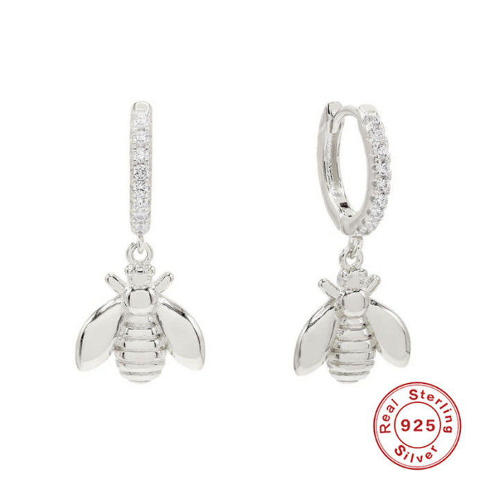 S925 Sterling Silver Fun Little Bee Earrings Ear Clips European and American Hot Selling Trendy INS Creative Minimalist Hoop Earrings for Women