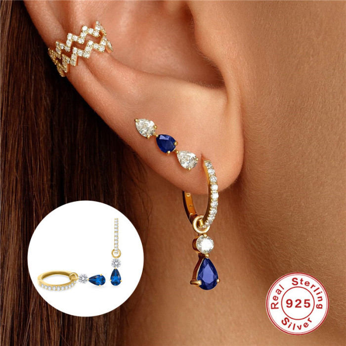 S925 Sterling Silver Super Shiny Diamond-Studded Hoop Earrings European and American French Style Personality Exquisite Light Luxury Fashion Earrings for Women