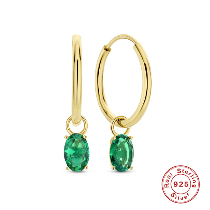 S925 Sterling Silver INS Minimalist Smooth Hoop Earrings with Diamonds, Popular in Europe and America, Cool Exaggerated Cold Style Ear Cuffs and Ear Jewelry