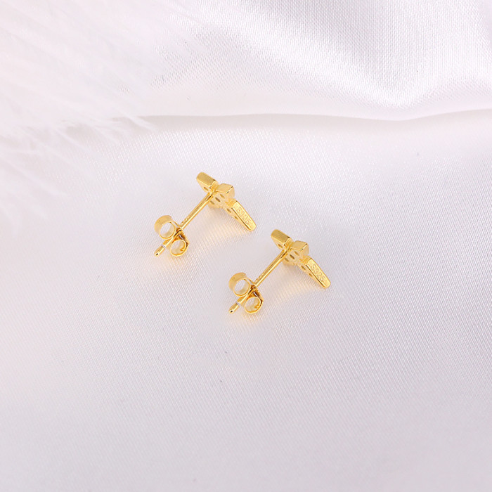 European and American New S925 Sterling Silver Cross Inlaid Diamond Earrings Hoop Earrings Amazon Hot-Selling Personality INS Earrings