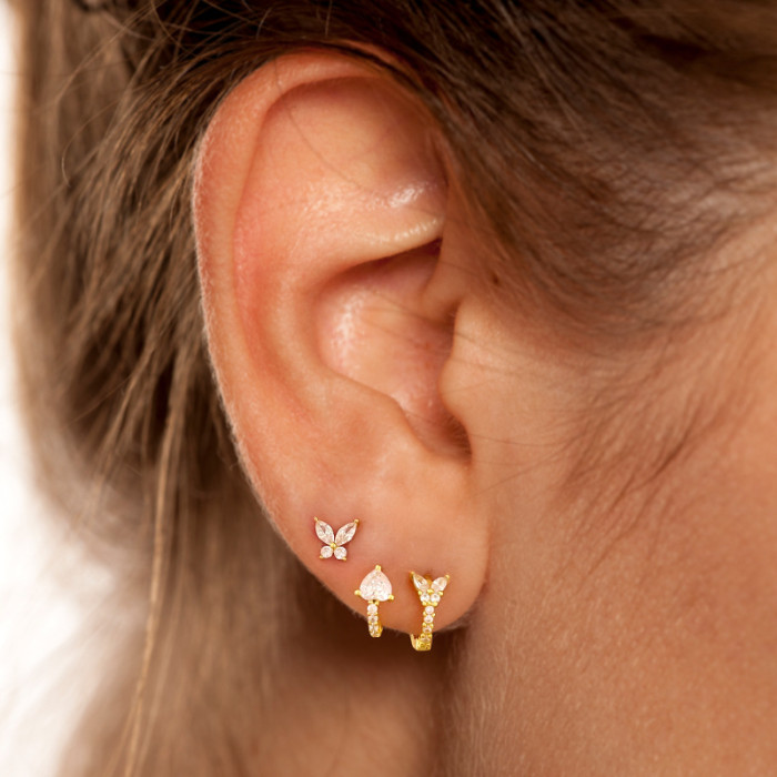 S925 Sterling Silver Marquise Diamond Luxury High-end Hoop Earrings Stud Earrings Jewelry Set Internet Celebrity Street Style Hoop Earrings INS Earrings