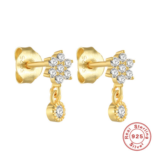S925 Sterling Silver Snowflake Diamond Stud Earrings Cross-Border Fashion Simple Creative Earrings Women's Ear Jewelry Valentine's Day Gift