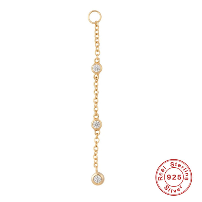 S925 Sterling Silver Simple Hoop Earrings Geometric Star Moon Tassel Small Pendant Korean and Japanese INS Style Diamond-Studded Mixed Accessories Earrings