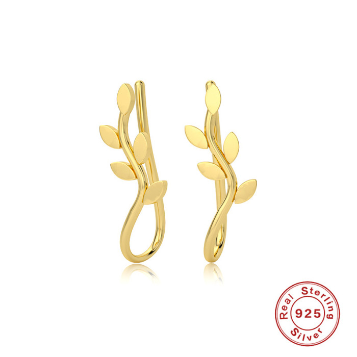 S925 Sterling Silver Personality Simple Tree Branch Earrings European and American Fashion Trend Ear Clips Creative INS Style Earrings