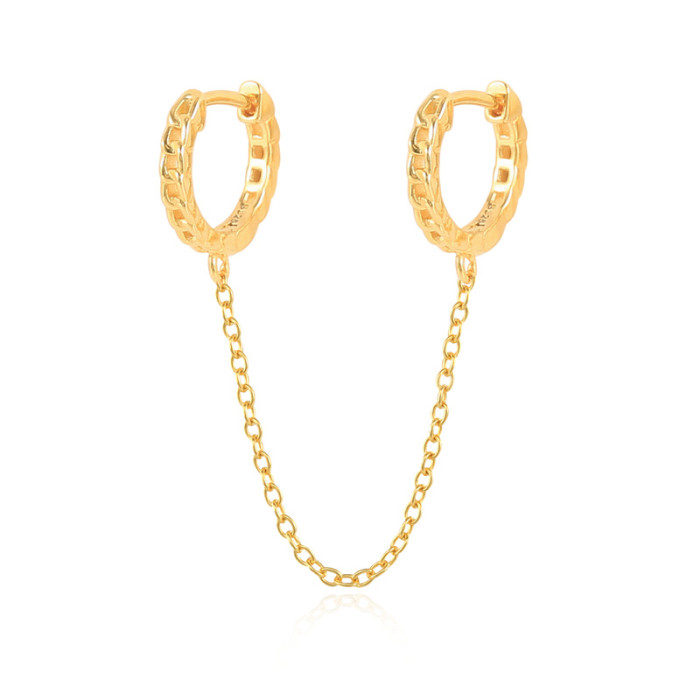 S925 Sterling Silver Single Round Hollow Tassel Chain Earrings Hot-Selling Fashion Trend INS Earrings Jewelry