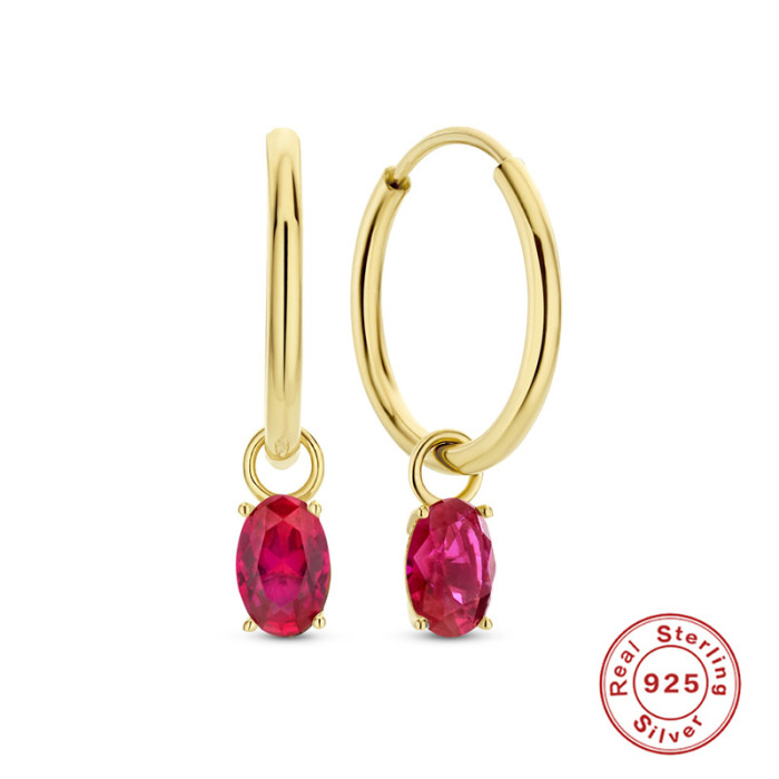 S925 Sterling Silver INS Minimalist Smooth Hoop Earrings with Diamonds, Popular in Europe and America, Cool Exaggerated Cold Style Ear Cuffs and Ear Jewelry