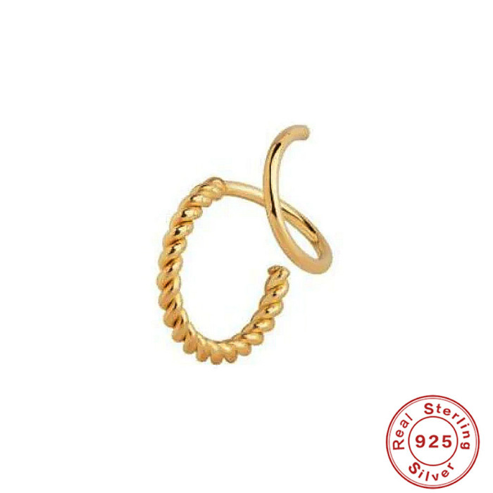 New S925 Sterling Silver Rotating Twist Thread Ear Line Ear Clip Ear Jewelry for Women, European and American Hot-Selling Elegant Non-Pierced Earrings