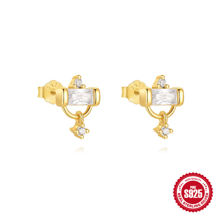 New S925 Sterling Silver Fashion Cute Petal Inlaid Diamond Pearl Earrings Korean Version Niche Fresh Simple Stud Earrings