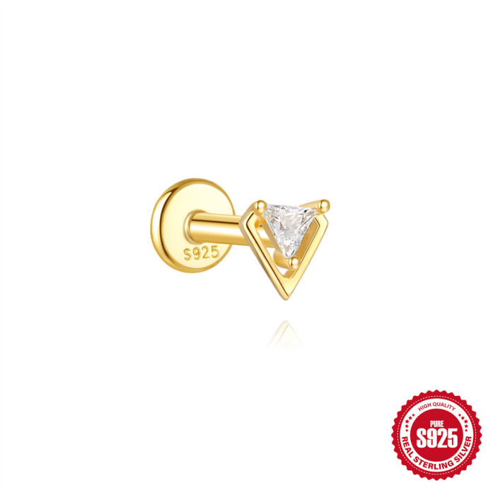 S925 Sterling Silver Geometric Demon Eye Tassel Flat Head Soft Bone Spiral Piercing Ear Bone Stud European and American Hot-Selling Earrings for Women