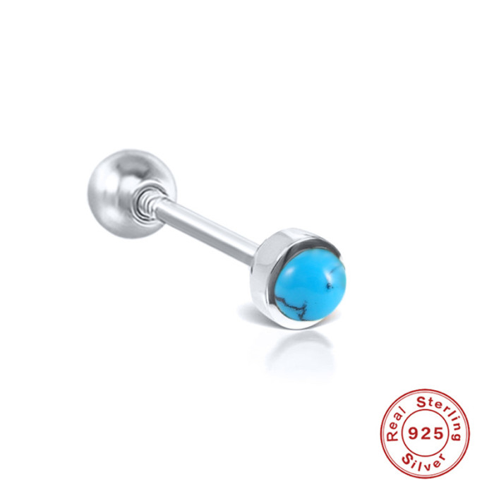 S925 Sterling Silver Mini Piercing Jewelry European and American Trend Personality INS Body Piercing Cartilage Earrings Spiral Accessories