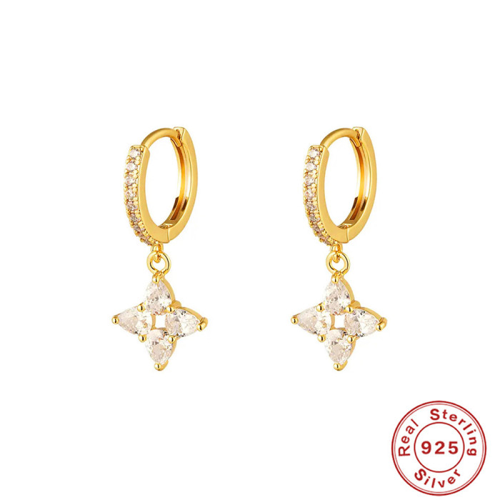 S925 Sterling Silver Creative Water Drop Pendant Hoop Earrings European and American Hot Selling INS Style Light Luxury Diamond-Encrusted Hoop Earrings