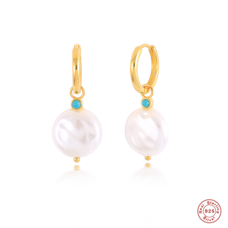 S925 Sterling Silver Baroque Irregular Pearl Hoop Earrings European and American Bestselling Elegant Classic Earrings