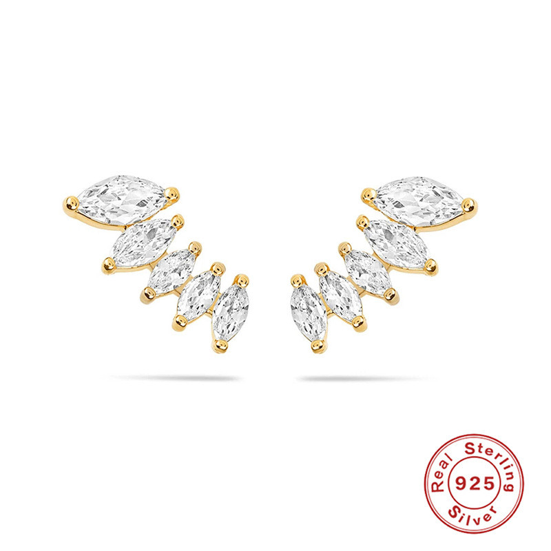S925 Sterling Silver Marquise Diamond Petal Stud Earrings European and American Hot Selling Elegant Light Luxury Versatile Earrings Jewelry