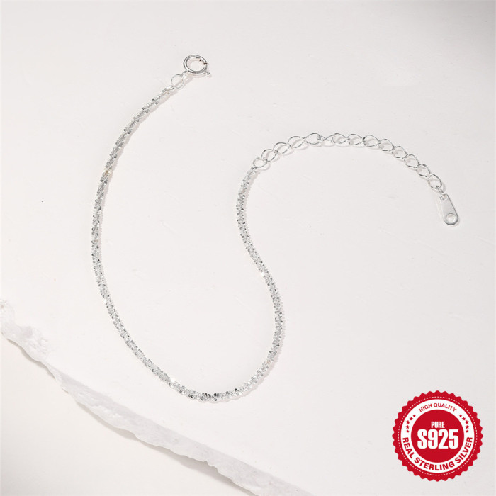 Sparkling Anklet S925 Sterling Silver Niche Design Cauliflower Chain Light Luxury Starry Sky Basic Anklet Foot Jewelry